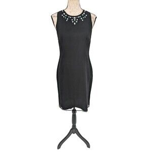 DONNA MORGAN Silk Dress Size 8P Black Dark Fairy Romantic Goth